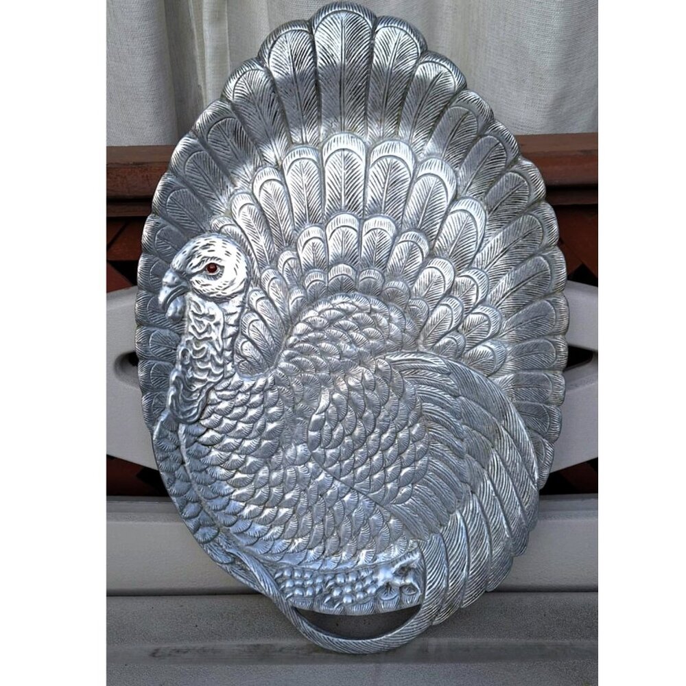Stunning Vintage Arthur Court Sculpted Cast Aluminum Turkey Serving Platter